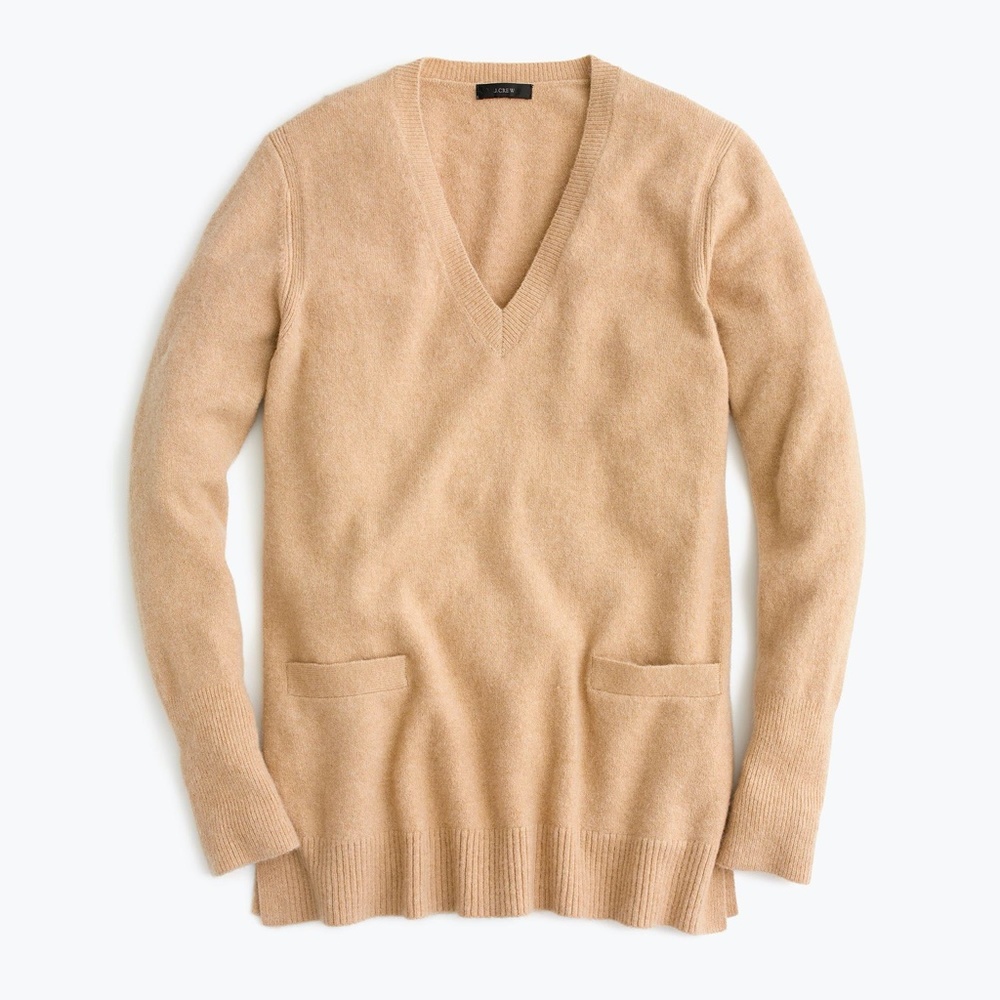 J. Crew Merino V-Neck Front Pocket Tunic Sweater
